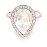 White Topaz and Diamond Halo Ring 5.45ct in 9ct White Gold