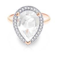 white topaz and diamond halo ring 545ct in 9ct rose gold