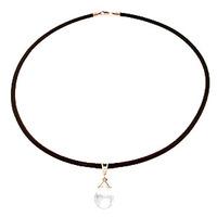 White Topaz and Diamond Leather Pendant Necklace 6.5ct in 9ct Rose Gold