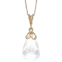 White Topaz Tiara Briolette Pendant Necklace 7.0ct in 9ct Gold