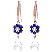 white topaz diamond and sapphire daisy chain drop earrings 545ctw in 9 ...