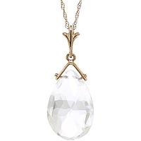 White Topaz Droplet Briolette Pendant Necklace 5.1ct in 9ct Gold