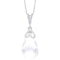 White Topaz Tiara Briolette Pendant Necklace 7.0ct in 9ct White Gold