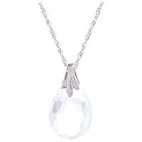 white topaz dewdrop briolette pendant necklace 30ct in 9ct white gold