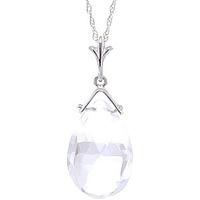 White Topaz Droplet Briolette Pendant Necklace 5.1ct in 9ct White Gold