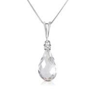 White Topaz and Diamond Pendant Necklace 2.25ct in 9ct White Gold