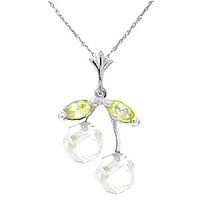 white topaz and peridot cherry drop pendant necklace 145ctw in 9ct whi ...