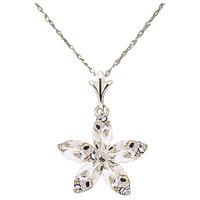 White Topaz Flower Star Pendant Necklace 1.4ctw in 9ct White Gold