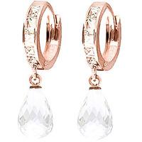 white topaz droplet huggie earrings 535ctw in 9ct rose gold