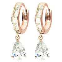 White Topaz Huggie Drop Earrings 1.2ctw in 9ct Rose Gold