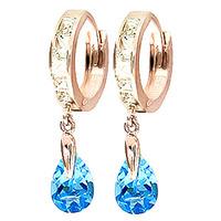 White Topaz and Blue Huggie Drop Earrings 1.2ctw in 9ct Rose Gold