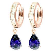 White Topaz and Sapphire Droplet Huggie Earrings 1.3ctw in 9ct Rose Gold