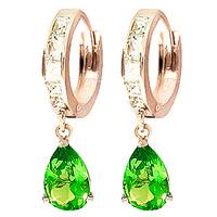 White Topaz and Peridot Huggie Drop Earrings 1.0ctw in 9ct Rose Gold