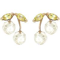 White Topaz and Peridot Cherry Drop Stud Earrings 2.9ctw in 9ct Gold