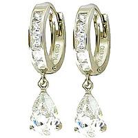 White Topaz Huggie Drop Earrings 4.2ctw in 9ct White Gold