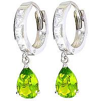 white topaz and peridot huggie drop earrings 39ctw in 9ct white gold