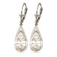 White Topaz Snowcap Drop Earrings 10.0ctw in 9ct White Gold