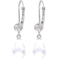 white topaz and diamond illusion drop earrings 45ctw in 9ct white gold