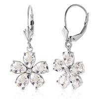 white topaz and diamond flower petal drop earrings 44ctw in 9ct white  ...