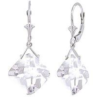 White Topaz Deflection Drop Earrings 17.5ctw in 9ct White Gold