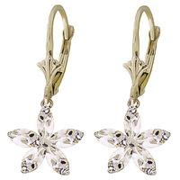 white topaz flower star drop earrings 28ctw in 9ct white gold