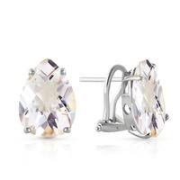 White Topaz Droplet Stud Earrings 10.0ctw in 9ct White Gold