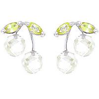 white topaz and peridot cherry drop stud earrings 29ctw in 9ct white g ...