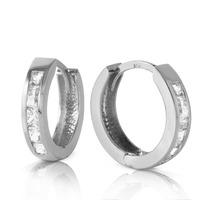 White Topaz Huggie Earrings 1.2ctw in 9ct White Gold