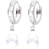 White Topaz Droplet Huggie Earrings 5.35ctw in 9ct White Gold