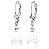 White Topaz and Diamond Droplet Earrings 4.5ctw in 9ct White Gold