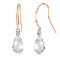 White Topaz and Diamond Drop Earrings 4.5ctw in 9ct Rose Gold