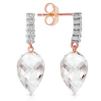 white topaz and diamond stem droplet earrings 45ctw in 9ct rose gold