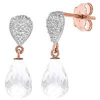 White Topaz and Diamond Droplet Earrings 4.5ctw in 9ct Rose Gold