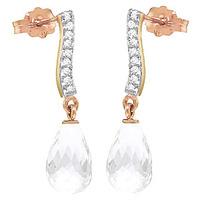 White Topaz and Diamond Droplet Earrings 4.5ctw in 9ct Rose Gold