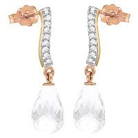 white topaz and diamond droplet earrings 45ctw in 9ct rose gold