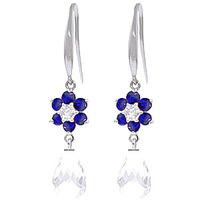 white topaz diamond and sapphire daisy chain drop earrings 545ctw in 9 ...