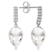 White Topaz and Diamond Stem Droplet Earrings 4.5ctw in 9ct White Gold