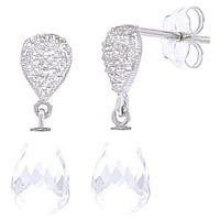 White Topaz and Diamond Droplet Earrings 4.5ctw in 9ct White Gold