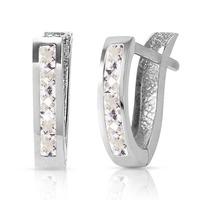 White Topaz Acute Huggie Earrings 1.2ctw in 9ct White Gold