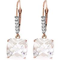 White Topaz and Diamond Rococo Drop Earrings 7.2ctw in 9ct Rose Gold