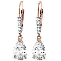 White Topaz and Diamond Belle Drop Earrings 3.0ctw in 9ct Rose Gold