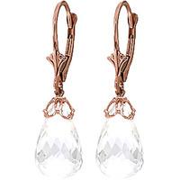 White Topaz Crown Briolette Drop Earrings 14.0ctw in 9ct Rose Gold