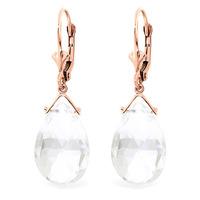 White Topaz Droplet Briolette Earrings 10.2ctw in 9ct Rose Gold