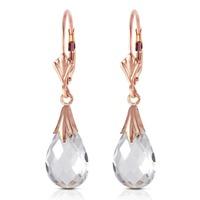 White Topaz Droplet Briolette Earrings 6.0ctw in 9ct Rose Gold