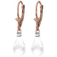 white topaz and diamond droplet earrings 45ctw in 9ct rose gold