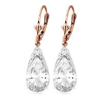 White Topaz Snowcap Drop Earrings 10.0ctw in 9ct Rose Gold