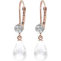 White Topaz and Diamond Illusion Drop Earrings 4.5ctw in 9ct Rose Gold