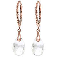 White Topaz Plait Stem Briolette Drop Earrings 6.0ctw in 9ct Rose Gold