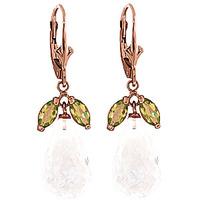 White Topaz and Peridot Snowdrop Earrings 15.0ctw in 9ct Rose Gold