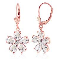 white topaz and diamond flower petal drop earrings 44ctw in 9ct rose g ...